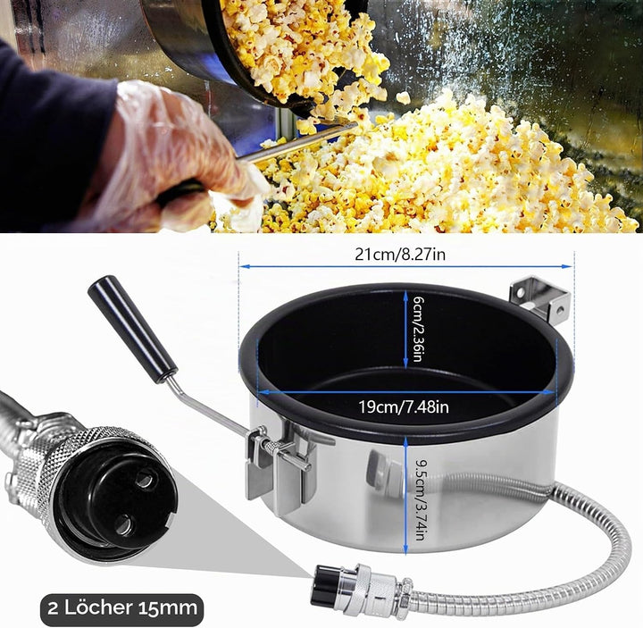 Heissluft Popcornmaschine Zubehör, Popcorntopf 2 Holes-15mm Elektrische Handgekurbelte Popcorn-Herst