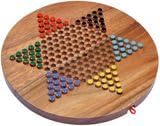 LOGOPLAY Halma Gr. XL für 2 bis 6 Spieler mit Stoffbeutel - Spielfeld 31 cm rund - 6 x 15 Spielsteck