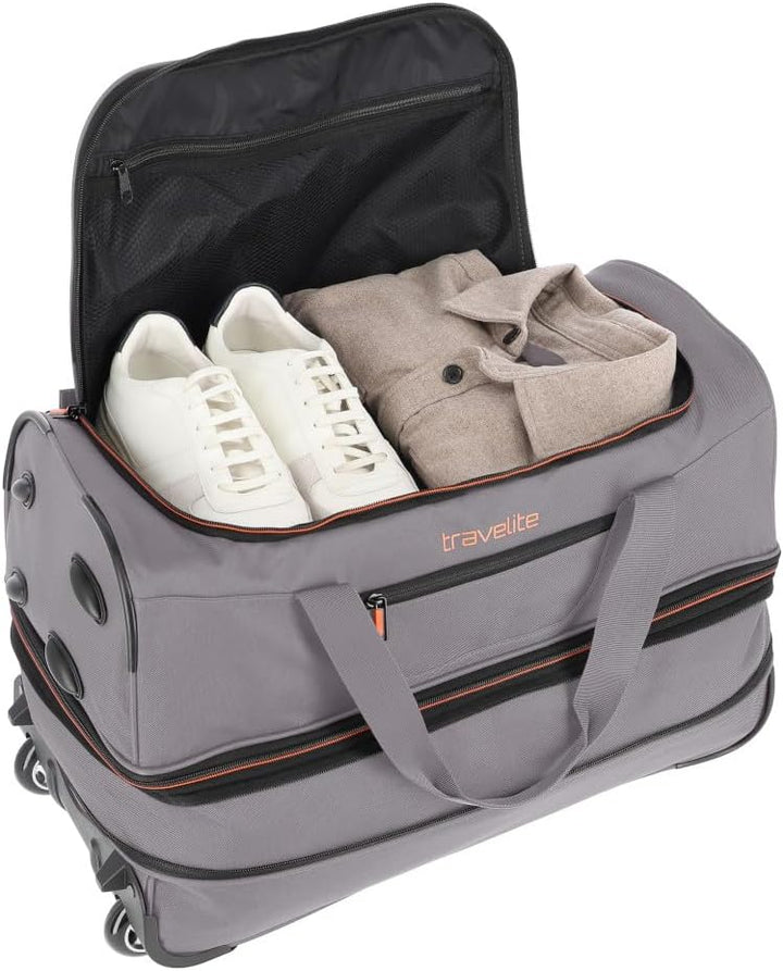 travelite 2-Rad Trolley Reisetasche Gr. S mit Dehnfalte, Gepäck Serie BASICS: Weichgepäck Reisetasch