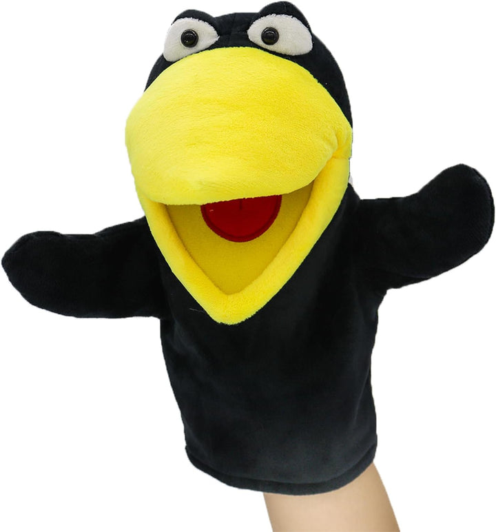 lilizzhoumax Krähe Handpuppe Kuscheltier Tier Rabe Kawaii Niedliches Rollenspiel interaktives Früher