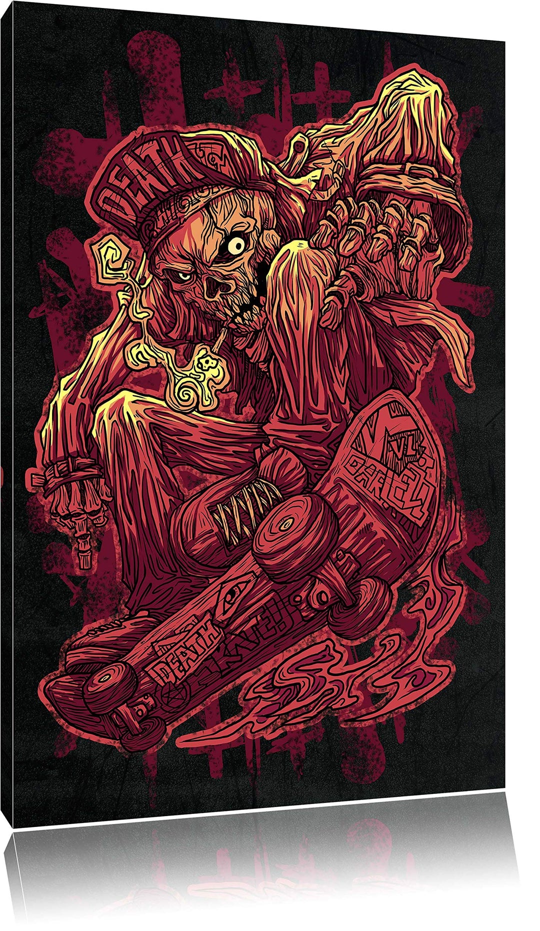 Pixxprint Deadly Skate Black Bild auf Leinwand, XXL riesige Bilder fertig gerahmt mit Keilrahmen, Ku