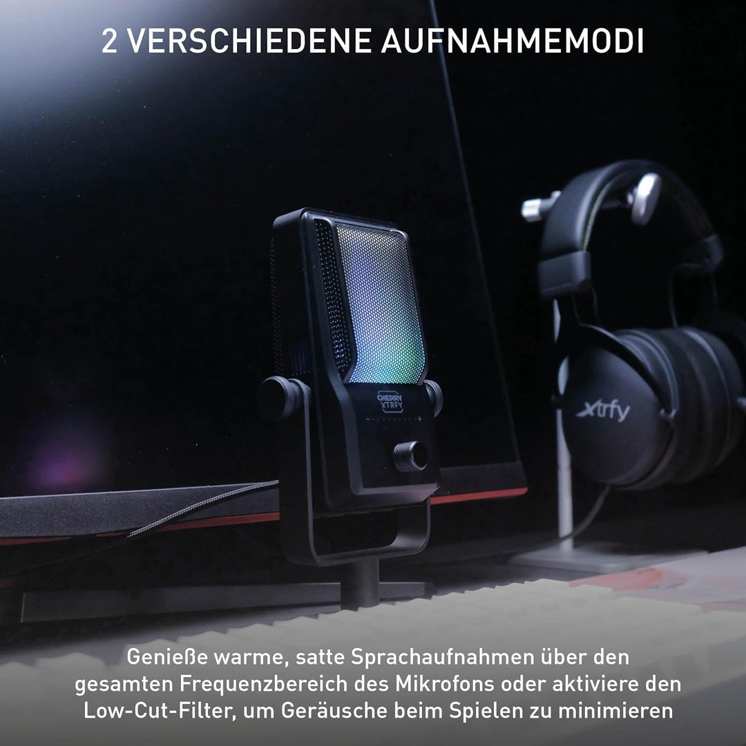 CHERRY XTRFY NGALE R, Premium-USB-Mikrofon für Aufnahmen, Gaming & Streaming, Cardioid, Plug & Play,