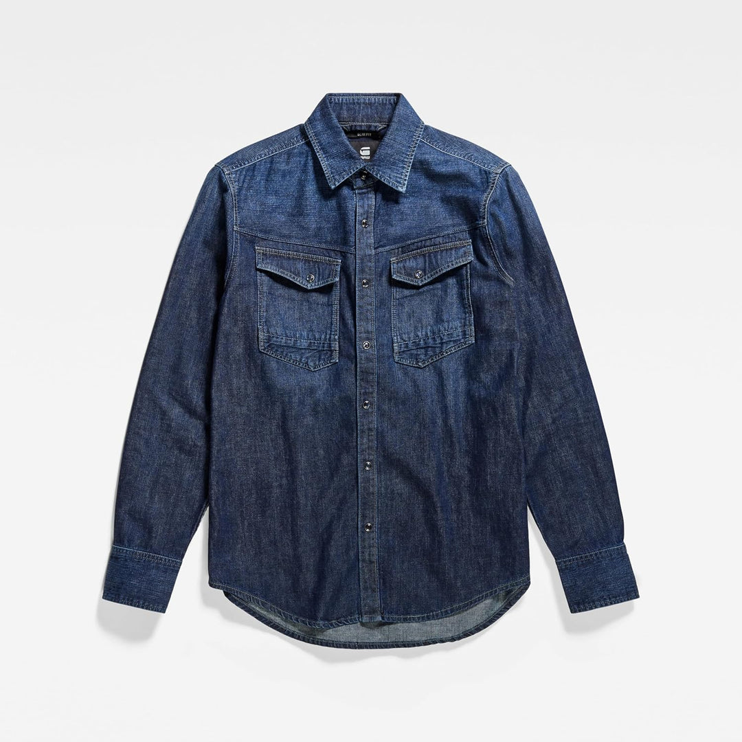 G-STAR RAW Herren Slim Denim Hemd, Blau (worn in deep sea D23616-D252-G133), S