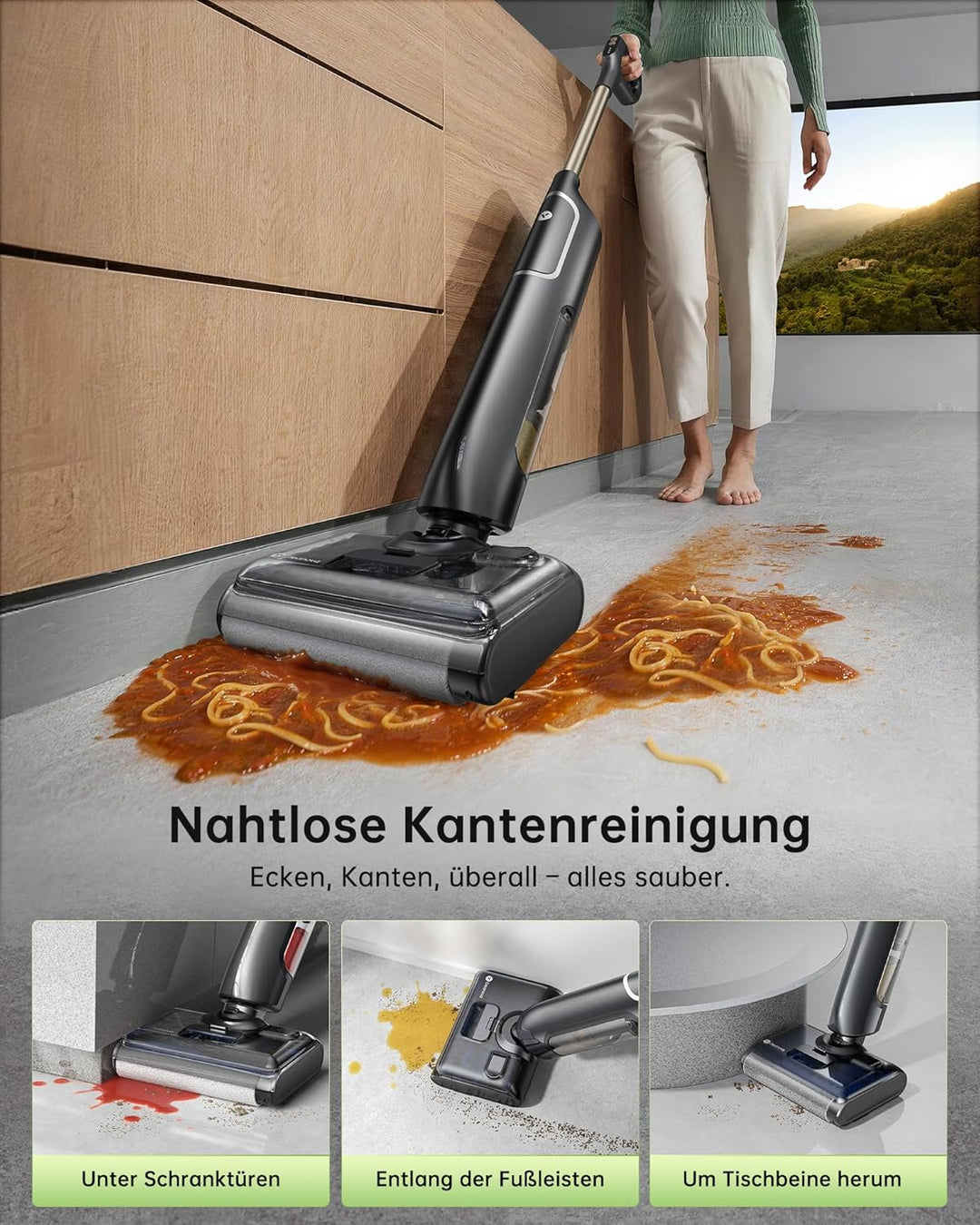 Vexilar X7 Nass Trockensauger akku, 180° Lay-Flat Nasssauger, Staubsauger mit Wischfunktion, 40 Minu