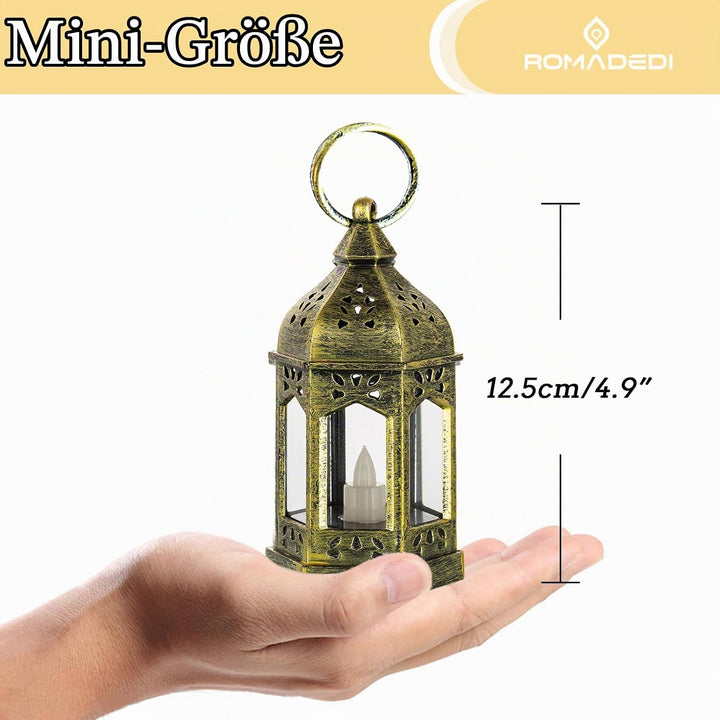 Romadedi Laterne Gold Hochzeit Tischdeko - 20er Set Mini Laterne zum Aufhängen, mit LED Kerzen für P