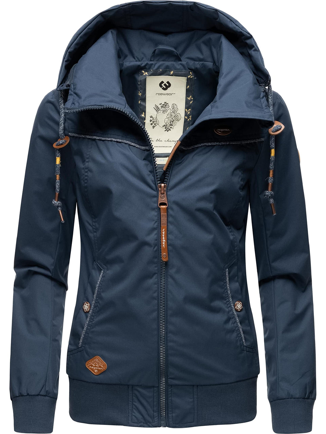 Ragwear Damen Übergangjacke wasserdicht (Wassersäule: 4.000 mm) leichte Jacke kurz mit abnehmbarer K