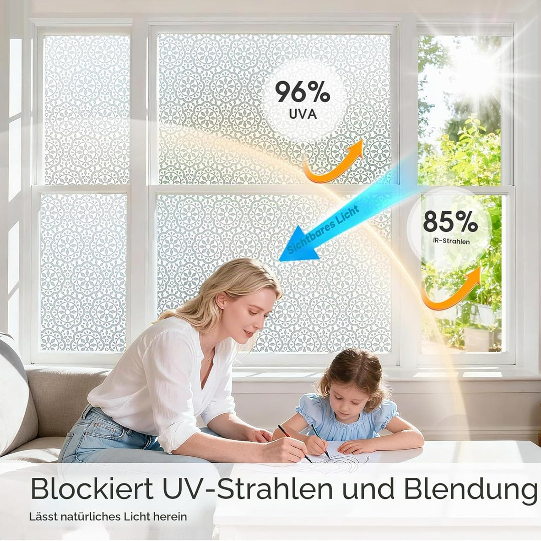 Lifetree Fensterfolie Blickdicht Selbsthaftende Sichtschutzfolie Fenster Dekofolie Privatsphäre Stat