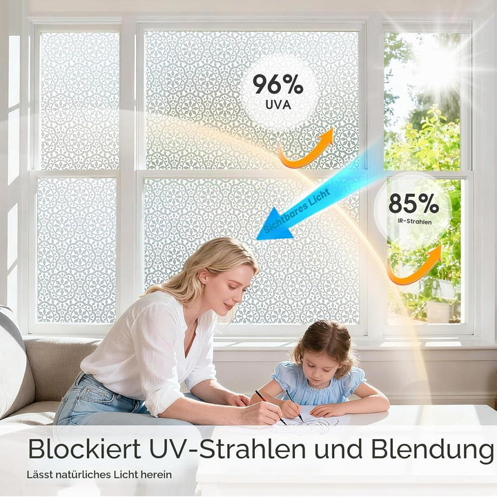 Lifetree Fensterfolie Blickdicht Selbsthaftende Sichtschutzfolie Fenster Dekofolie Privatsphäre Stat