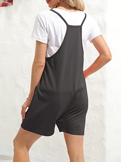 Ebifin Damen Latzhose Kurz Arbeitshose Sommer Lose Overall Jumpsuit Ärmelloser Latzhosen mit Grosse