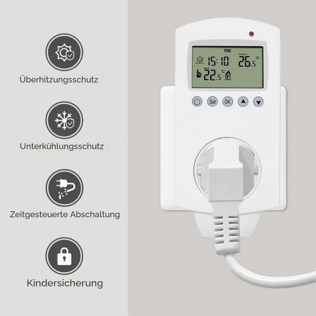 Hocosyme Infrarotheizung Thermostat Steckdose, Steckdosenthermostat Programmierbare für Elektrische