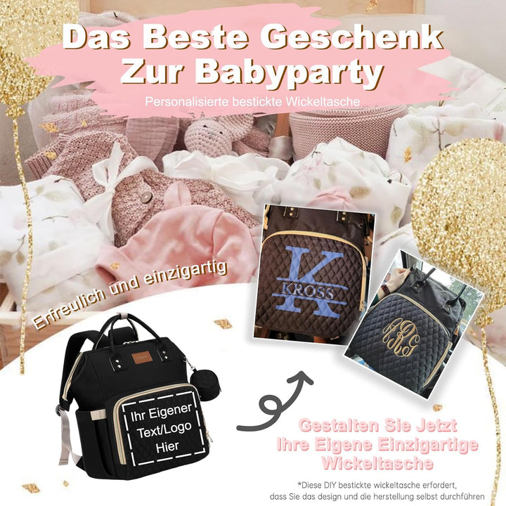 Wickelrucksack Gross - Baby Wickeltasche Rucksack Wasserdicht &amp; Leicht mit Wickelunterlage, Schnulle