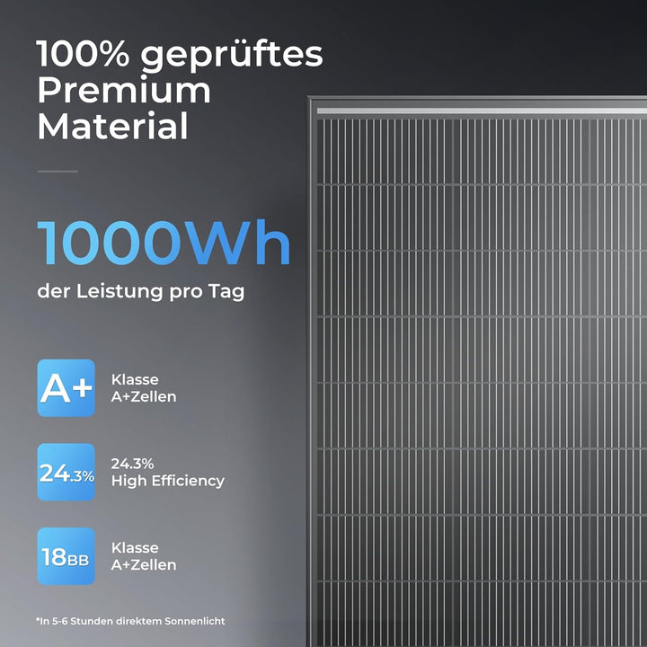 Solarpanel 800W, 12V PV Modul, SMBB Technologie, Hohe Effizienz Monocrystalline Solarmodul, Full Bla