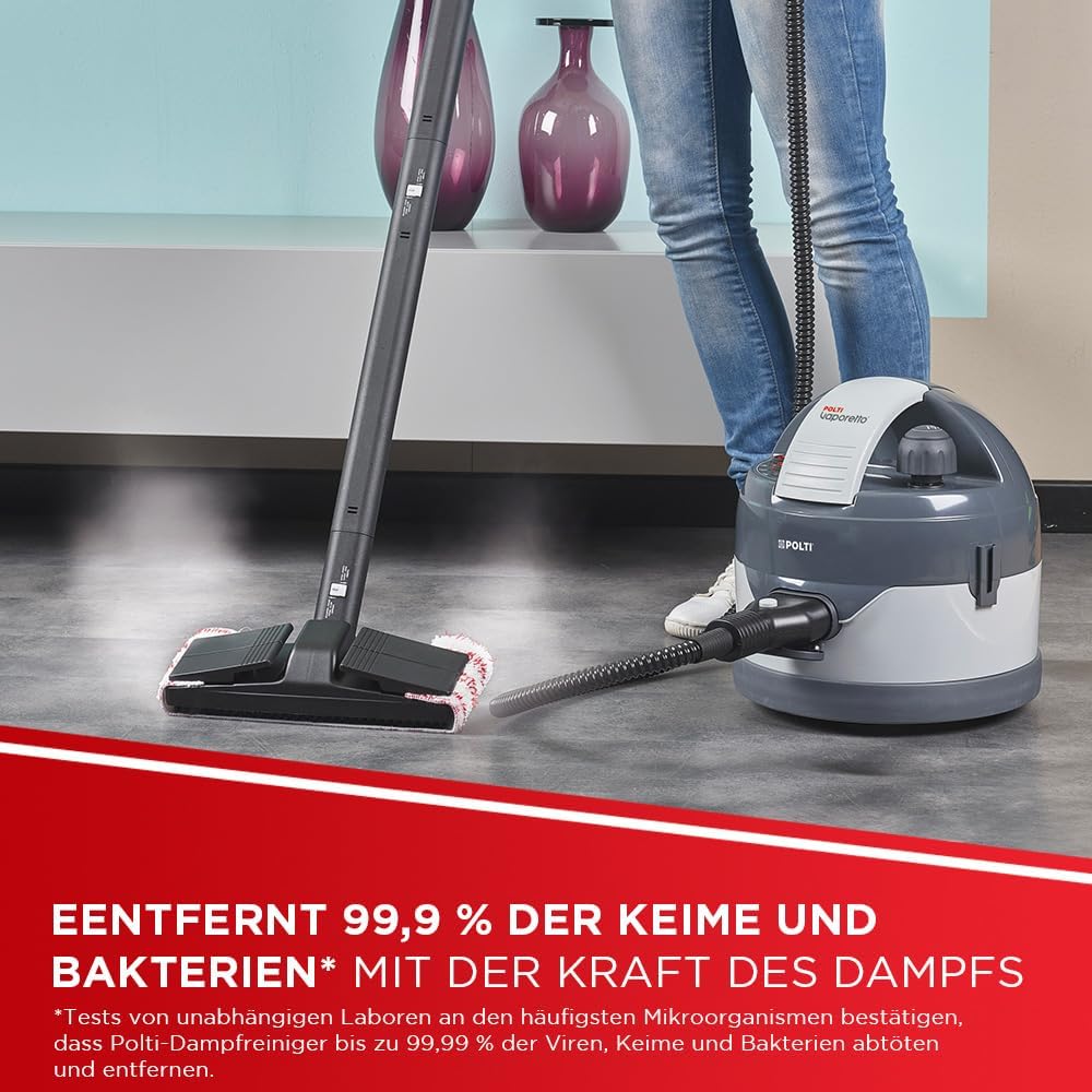 Polti Vaporetto Eco Pro 3.0 Kalstop mit 20 Kalstop-Antikalk-Fläschchen, Dampfreiniger mit Boiler und