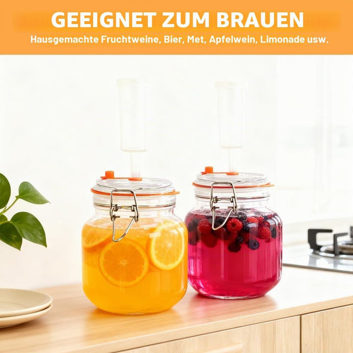 NAVESO 1L Fermentierglas Set, Fermentationsglas mit Gewicht, Gärglas mit Luftschleuse, Fermentierglä