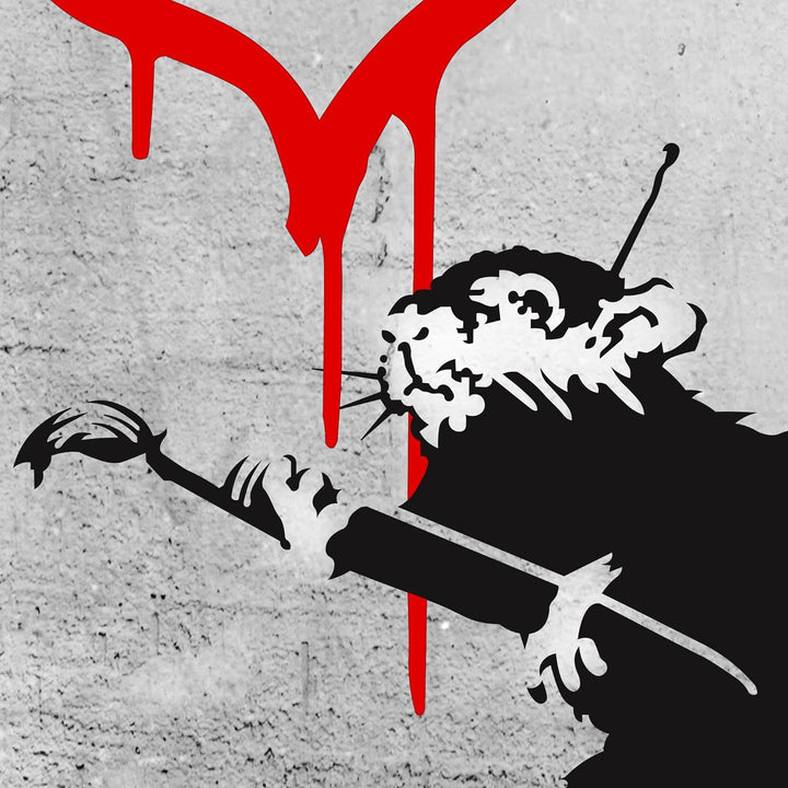 Novart Wandbilder Banksy Collage - KOMPLETT AUFHÄNGFERTIG - Street Art Wohnzimmer Büro- 7 Moderne Mo