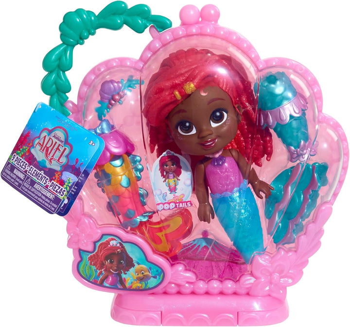 Just Play Disney Junior Pop Tails Arielle-Puppe, 17,8 cm gross, mit Zubehör, 9-teilig, Kinderspielze