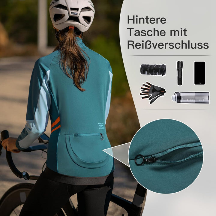 Santic Fahrradjacke Damen Winter Thermo Jacken Winddichte Laufjacke Leichte Atmungsaktiv Langarm Ref