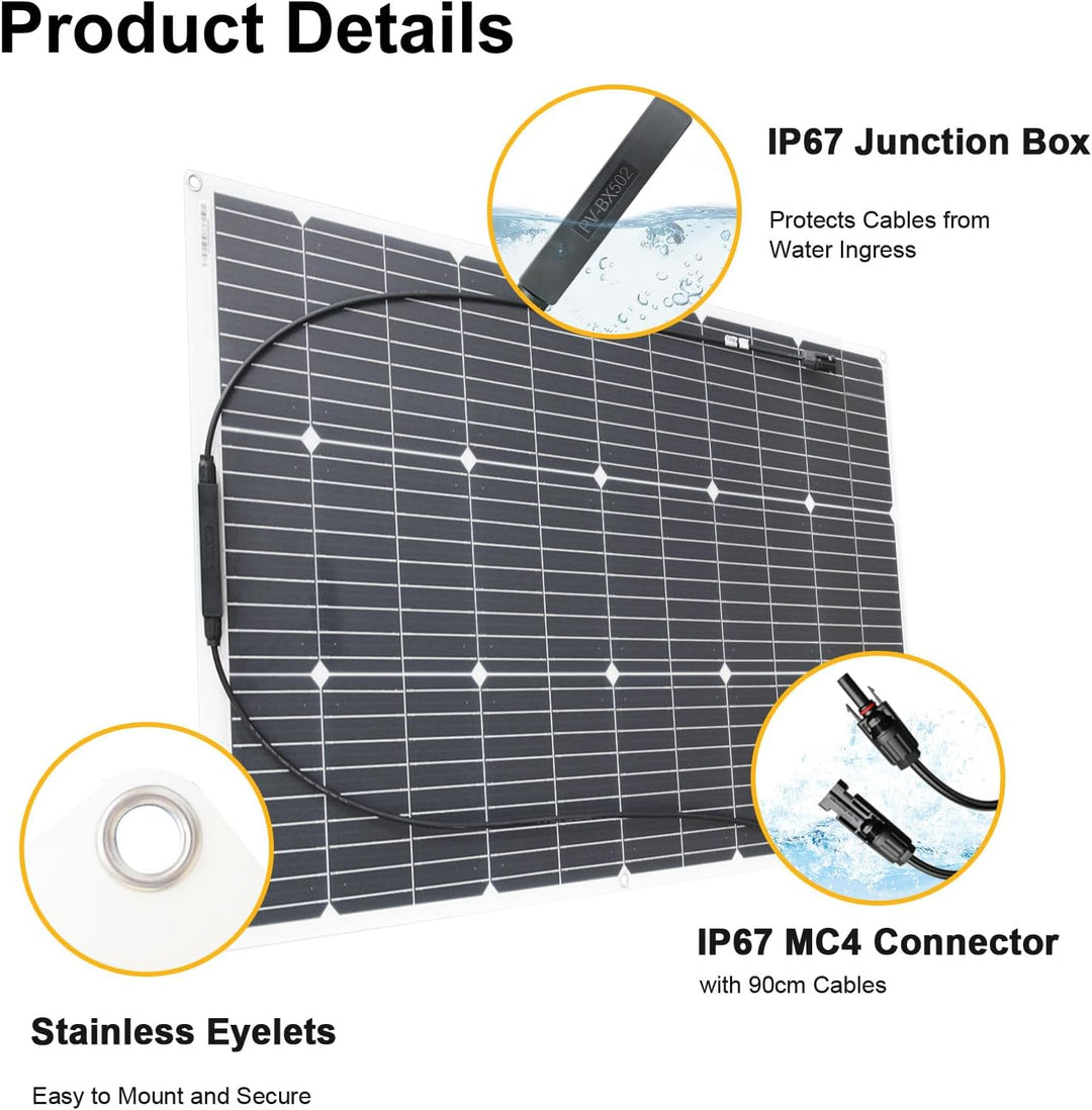 100W Flexibles Solarmodul Kit Perfekt für Camping Wohnmobile Boote 1pcs X 100W Kit, 1pcs X 100W Kit
