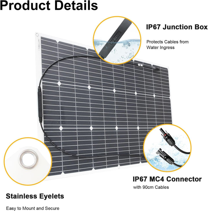 100W Flexibles Solarmodul Kit Perfekt für Camping Wohnmobile Boote 1pcs X 100W Kit, 1pcs X 100W Kit