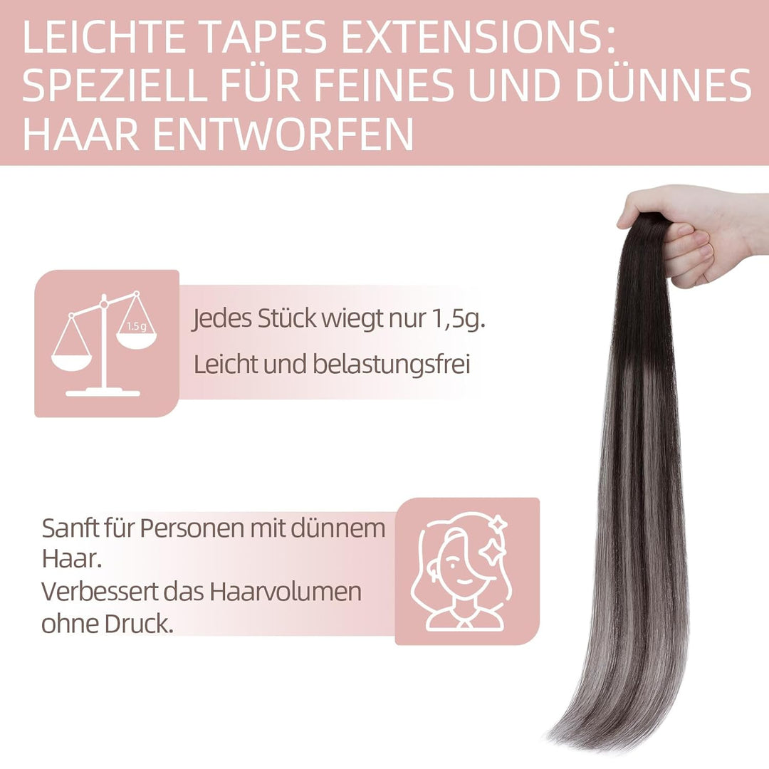Silk-co Tape in Extensions Echthaar 20stk, leicht Version Tape Extensions Echthaar, Remy Haarextensi