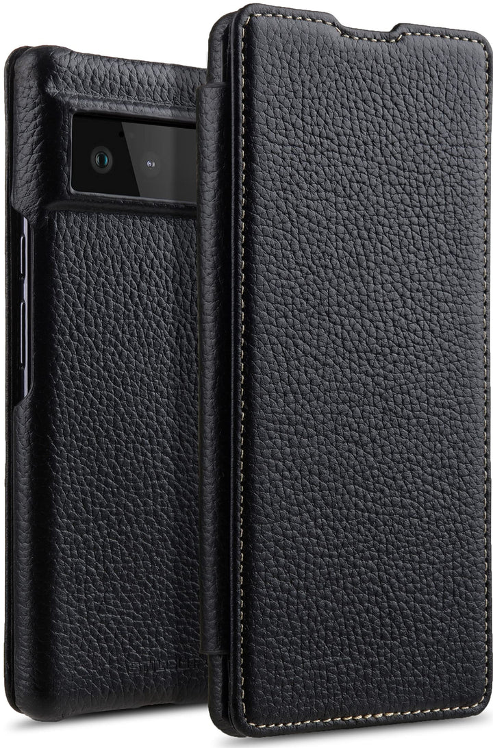 STILGUT Book Case kompatibel mit Google Pixel 6 Hülle aus Leder zum Klappen, Klapphülle, Handyhülle,