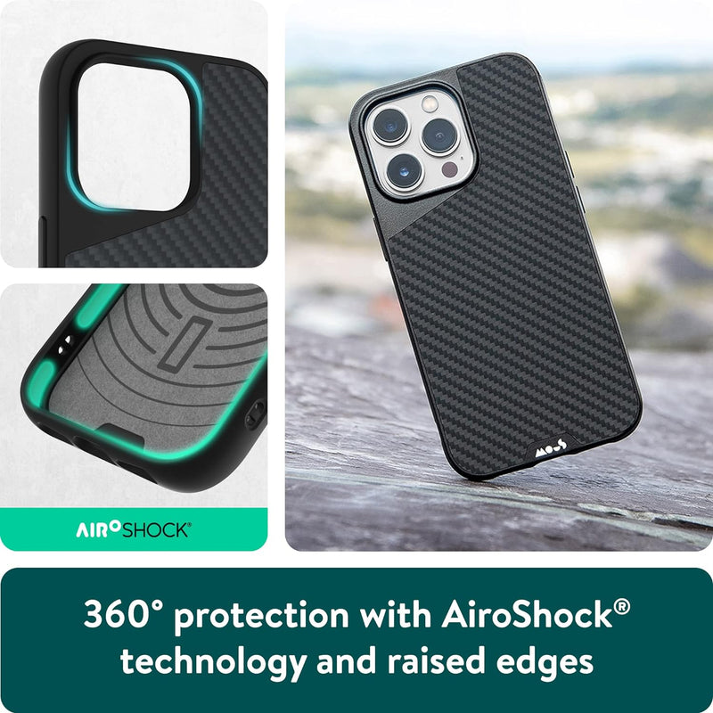 Mous - Hülle für iPhone 14 Pro Max - Carbonfaser - Limitless 5.0 - Handyhülle iPhone 14 Pro Max MagS