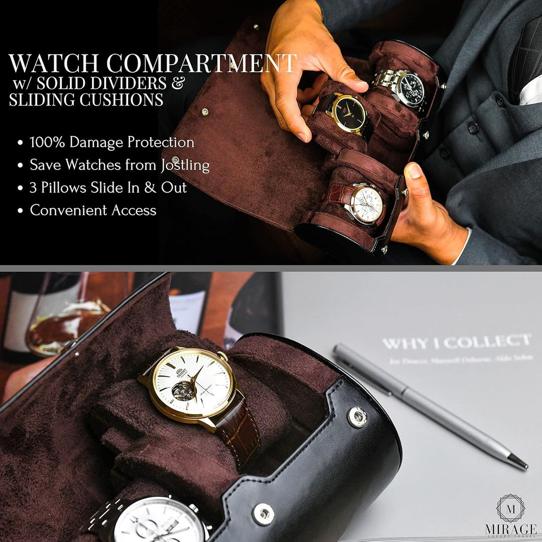 Watch Roll Case for Men - Watch Travel Case - Storage Organizer and Display - Mirage Watch Roll Case