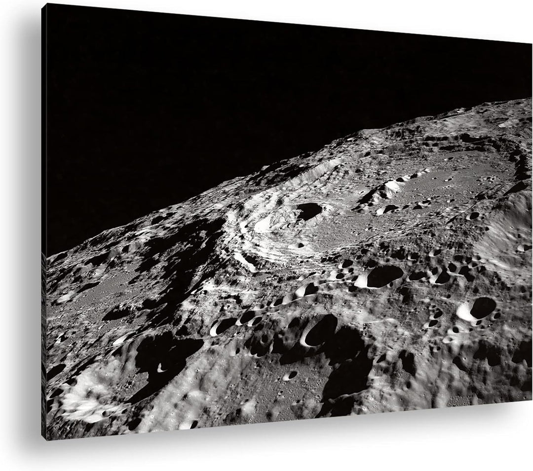 Oberfläche des Mondes Format: 80x60 als Leinwand, Motiv fertig gerahmt auf Echtholzrahmen, Hochwerti
