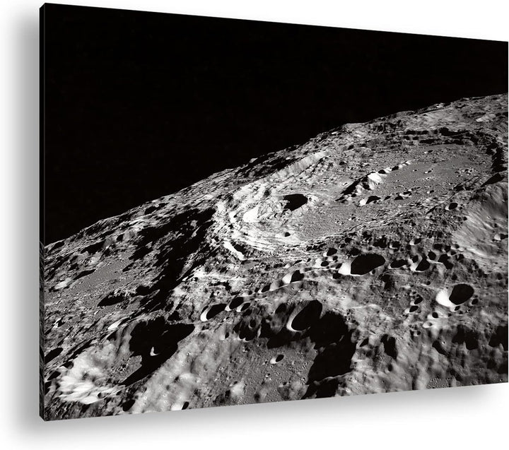 Oberfläche des Mondes Format: 80x60 als Leinwand, Motiv fertig gerahmt auf Echtholzrahmen, Hochwerti