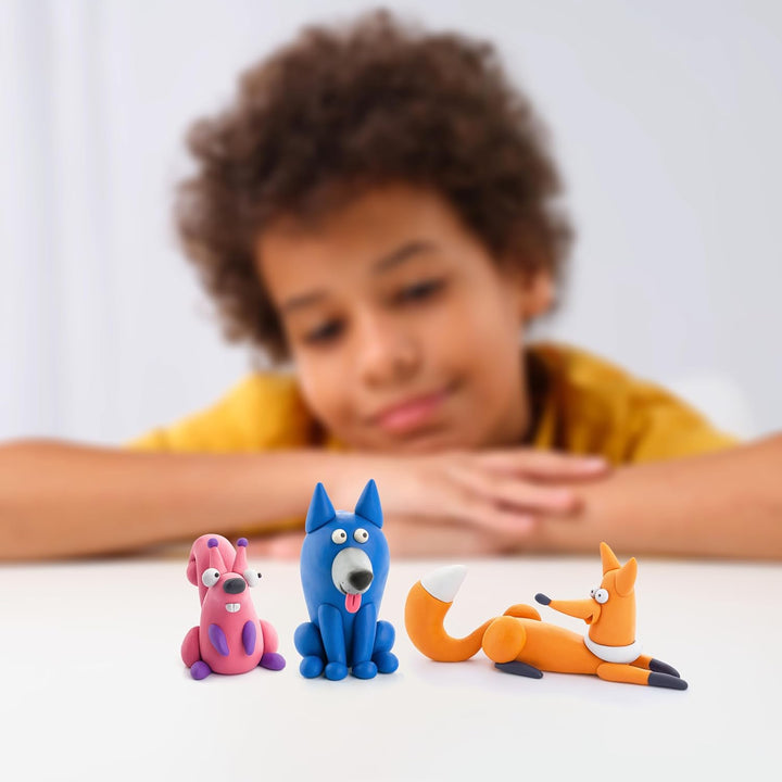 Hey Clay – Bunte lufttrocknende Modelliermasse für Kinder – Waldtiere-Set – Lufttrocknende Ton-Set,