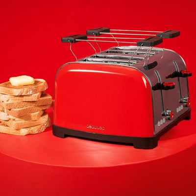 Cecotec Vertikaler Toaster Toastin' time 1700 Double Red, 1700W, Doppelter kurzer und breiter Schlit