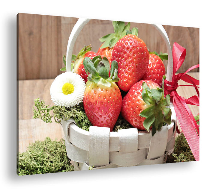 deyoli reife Erdbeeren Format: 80x60 als Leinwand, Motiv fertig gerahmt auf Echtholzrahmen, Hochwert