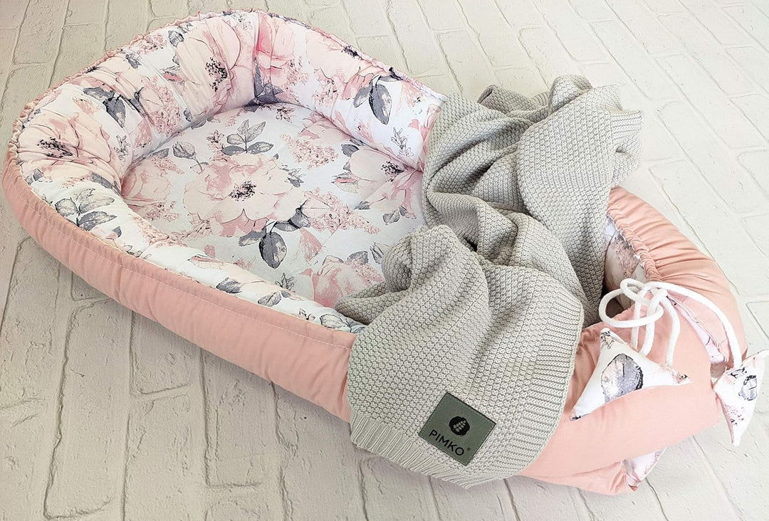 PIMKO Babynest Babynestchen für Baby Kuschelnest 2-seitig Babykokon für Säuglinge und Neugeborene Ba