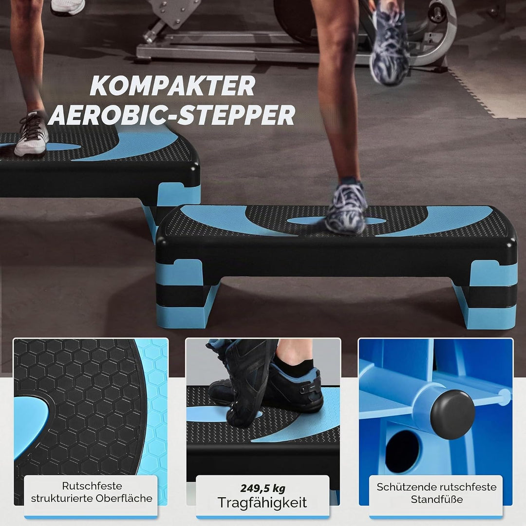 Yaheetech Steppbrett Fitness Aerobic Stepper Höhenverstellbar Step Bench mit 3 Stufen (10/15/20 cm)