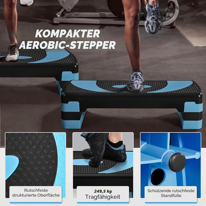 Yaheetech Steppbrett Fitness Aerobic Stepper Höhenverstellbar Step Bench mit 3 Stufen (10/15/20 cm)