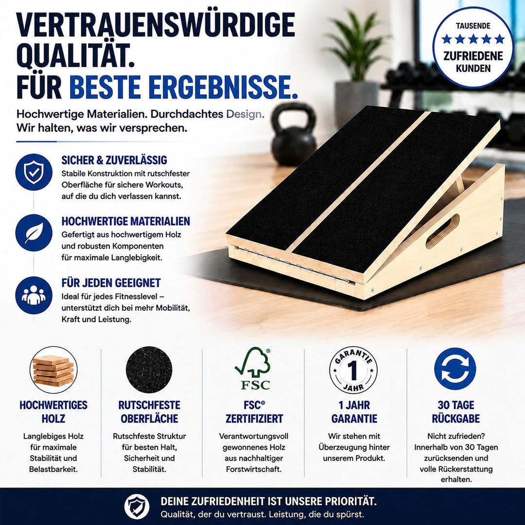 Professionelles Schrägbrett aus Holz, verstellbares Neigungsbrett und Wadendehner, Stretch-Brett - e