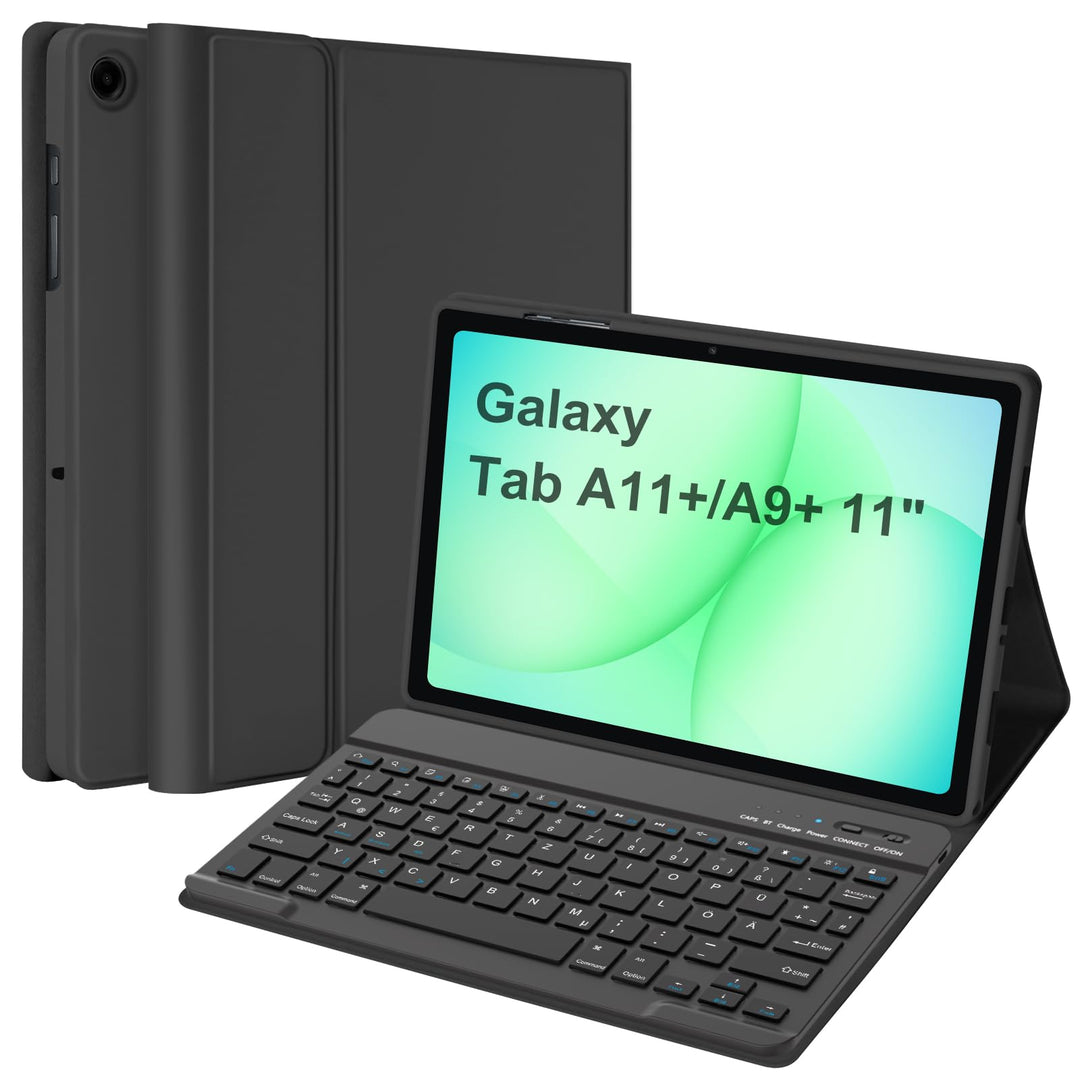 HOTLIFE Tastatur Hülle für Samsung Galaxy Tab А11+ 2025/А9+ 11 Zoll 2023, Schutzhülle mit Automatisc