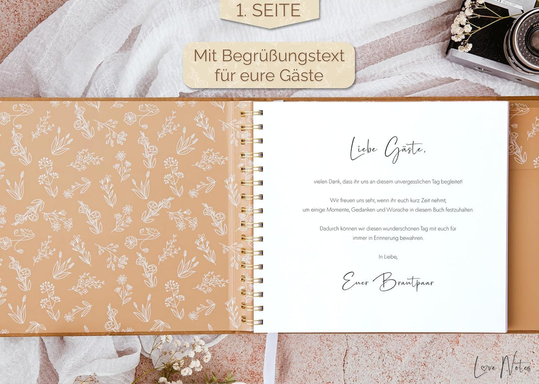 Love Notes Gästebuch Hochzeit mit Fragen zum Ausfüllen – Hochwertiges Hochzeitsbuch für unvergesslic