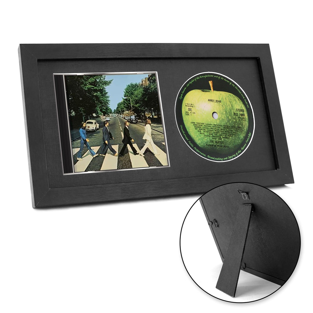 CD Musikrahmen Schaukasten Display 36,2x19,61 cm Disc und CD Box Echtglas mit Eva Schaum und Tischpl