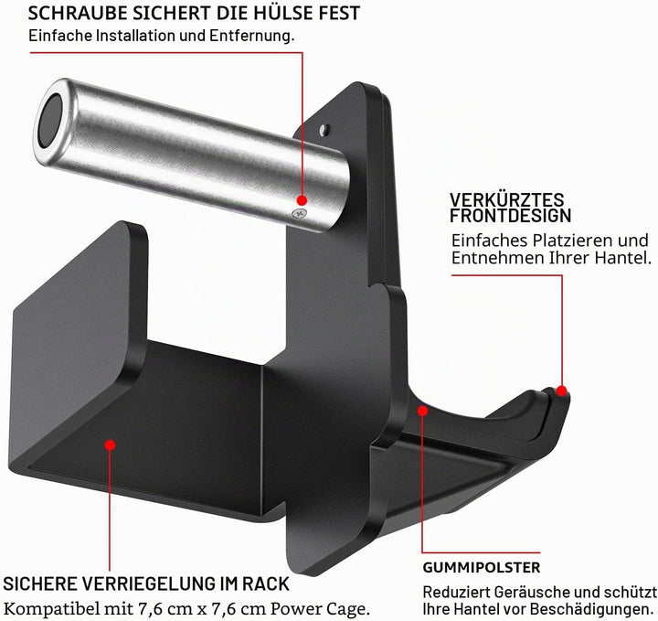 Kipika J-Haken für Power Rack – Unterseite verstärkte Stahlhaken mit Gummiauflage – 2 Stück C: für 3