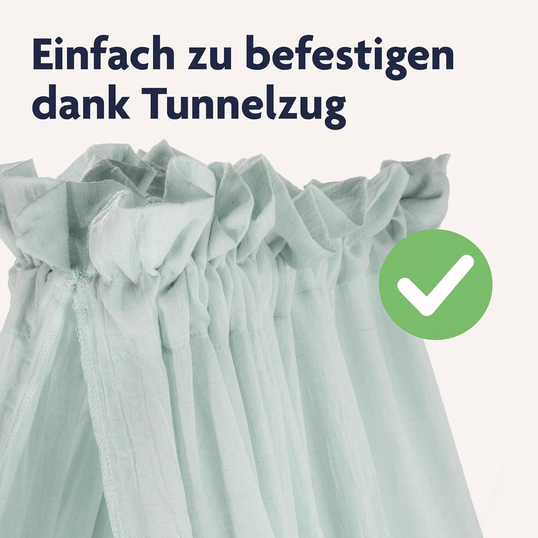 Julius Zöllner Betthimmel aus Voile – für Babybett &amp; Kinderbett – Kinderzimmer Deko – Salbei, Salbei