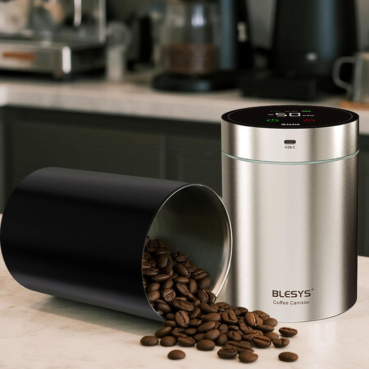 BLESYS Smarter Kaffee Vakuumbehälter Luftdichter, Automatischer Lebensmittelbehälter aus Edelstahl m