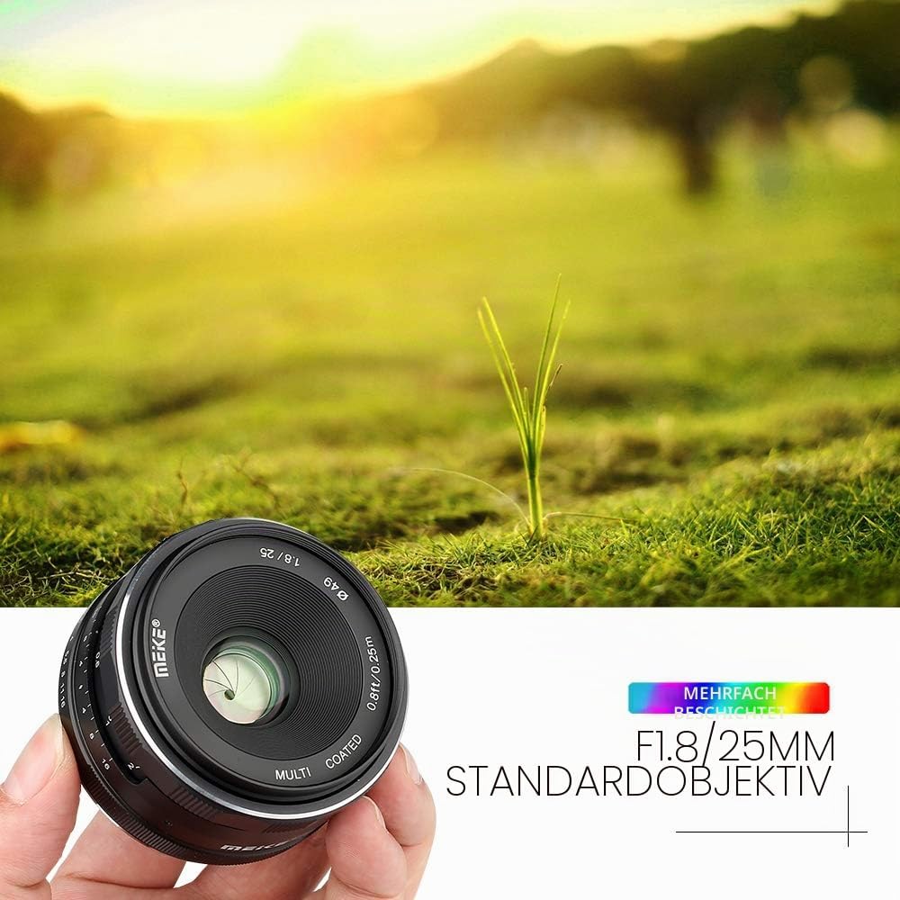 Meike 25mm f / 1.8 Large Aperture Weitwinkel Objektiv Manuelles Fokus Objektiv für Sony E-Mount Mirr