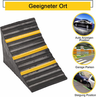 bimiti Gummi Unterlegkeil rutschfeste Unterseite Schwerlast, 2 Stück Unterlegkeile Bremskeile Schwar