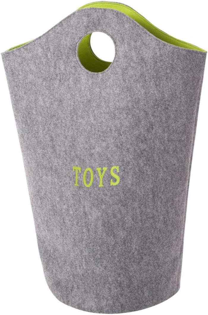 Spielzeugtasche - FELT - runde Speilzeugtasche grau/lime