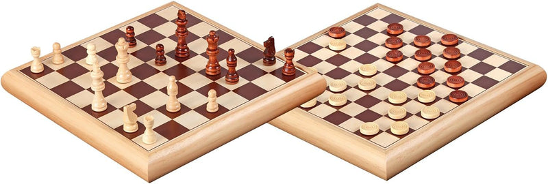 Philos 2803 - Schach-Dame-Set, beidseitig bedrucktes Brett mit Holzbox