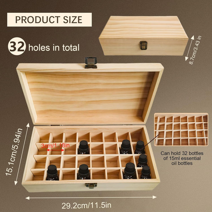 RoseFlower 32 Löcher Ätherisches Öl Aufbewahrungsbox Duftöle Display Ständer Behälter, Essential Oil
