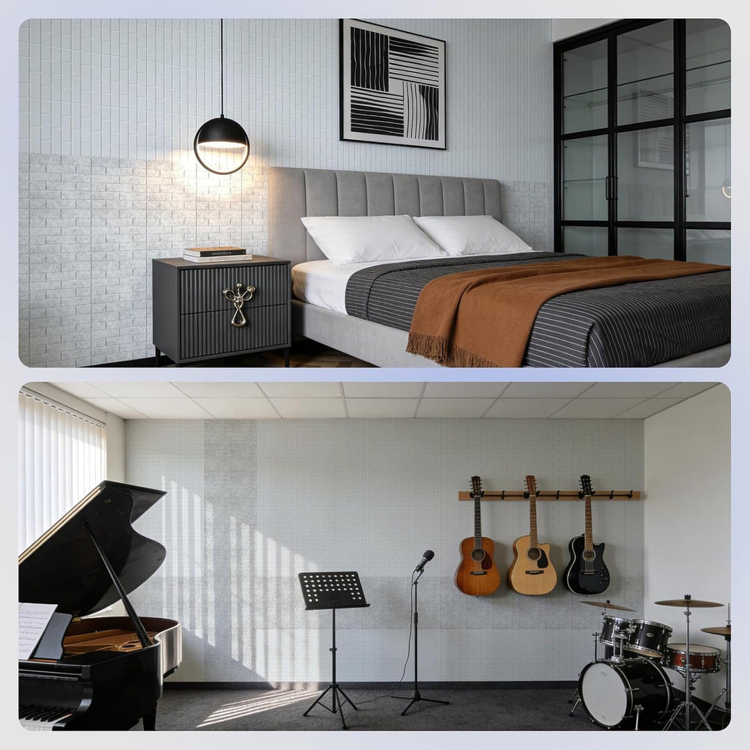 Vieshful Selbstklebende Akustikpaneele 20 Stück 30x30x1cm Ziegeloptik | Schallabsorbierende Wandpane