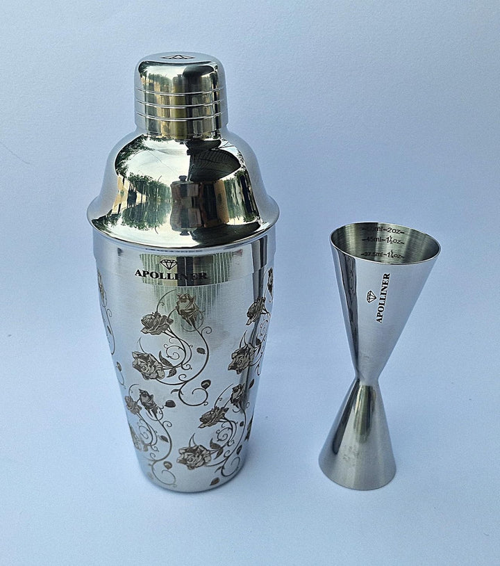 APOLLINER, Cocktail-Shaker, Shaker-Set mit professionellem Jigger, 4-teilig aus Edelstahl, leicht zu