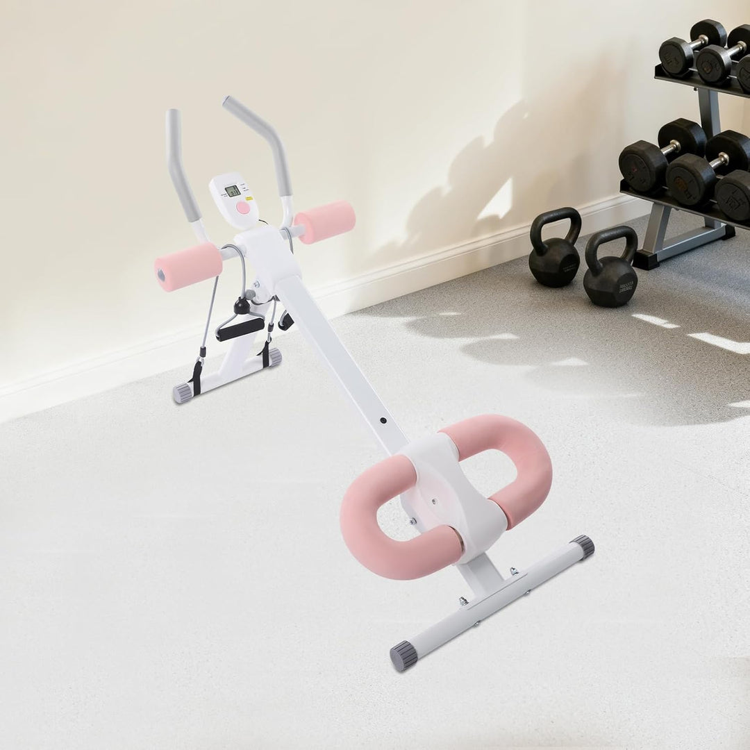 Bauchtrainer für Zuhause klappbar, Bauchmuskeltrainer mit LCD Monitor, Abdominalmaschine verstellbar